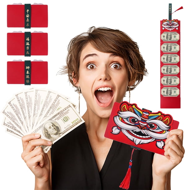 Ganfancp Rojo Paquetes de Seis Ranuras para Tarjetas de Hong Bao Regalo Paquetes de Dinero con Borla Colgante para El Año Nuevo Festival de Primavera Ofertas Del Día Liquidación 1X Paquete Rojo