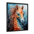 thumbnail image 2 of Designart "Symphony of Seahorses in Orange and Blue III" Animals Framed Wall Art - Traditional Orange Seahorse Hallway Framed Wall Art Decor, 2 of 6