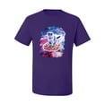 thumbnail image 2 of Wild Bobby, Cute Trippy Space Cat Riding Pizza, Animal Lover, Men Graphic Tees, Purple, Medium, 2 of 3