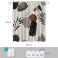 thumbnail image 3 of Boho Shower Curtain Abstract Mid Century Navy Blue Gold Colorful Modern Geometric Leaves Plant Neutral Minimalist Chic Bathroom Curtain Decor Set with 12 Hooks Waterproof Fabric, 72" x 72", 3 of 6