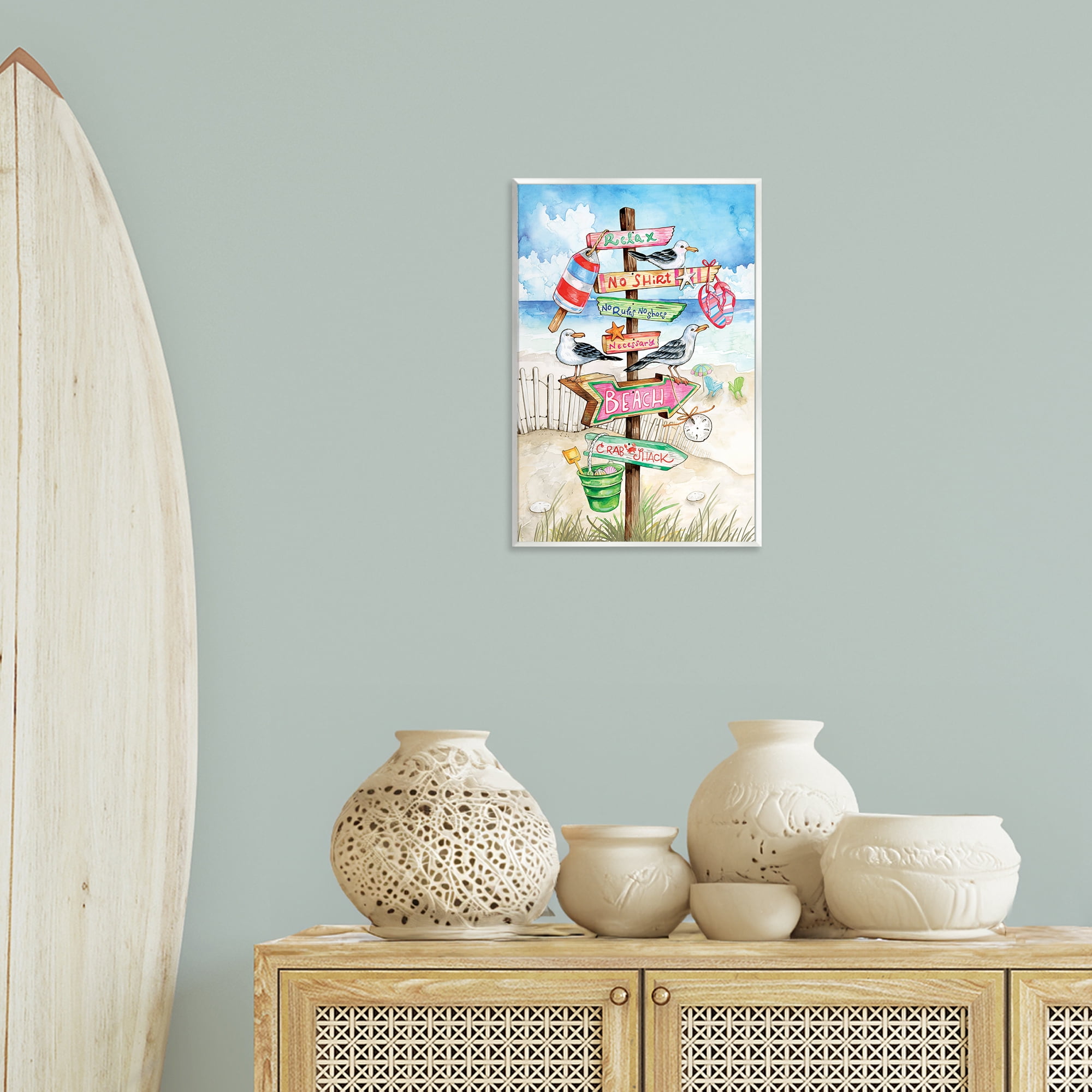Stupell Industries Seaside Rules Signs Nautical & Beach Painting Unframed Art Print Wall Art, 13 x 19