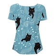 thumbnail image 5 of Chririnla Black Cats Blouses for Women Plus Size Tops Shirt Cute Short Sleeve Tunic Blouse Summer V Neck Swing T Shirts, 5 of 6