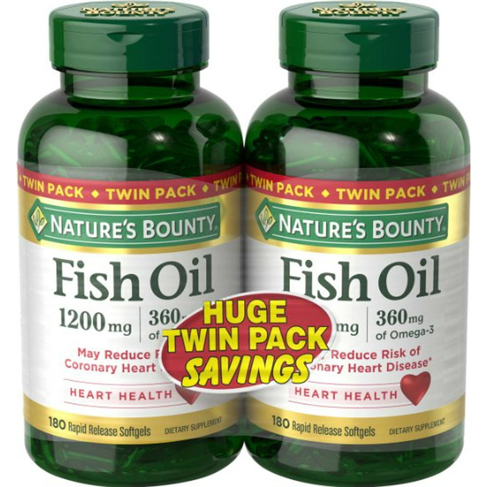 Nature's Bounty Fish Oil 1200 mg Twin Packs, 180 Rapid Release Liguid