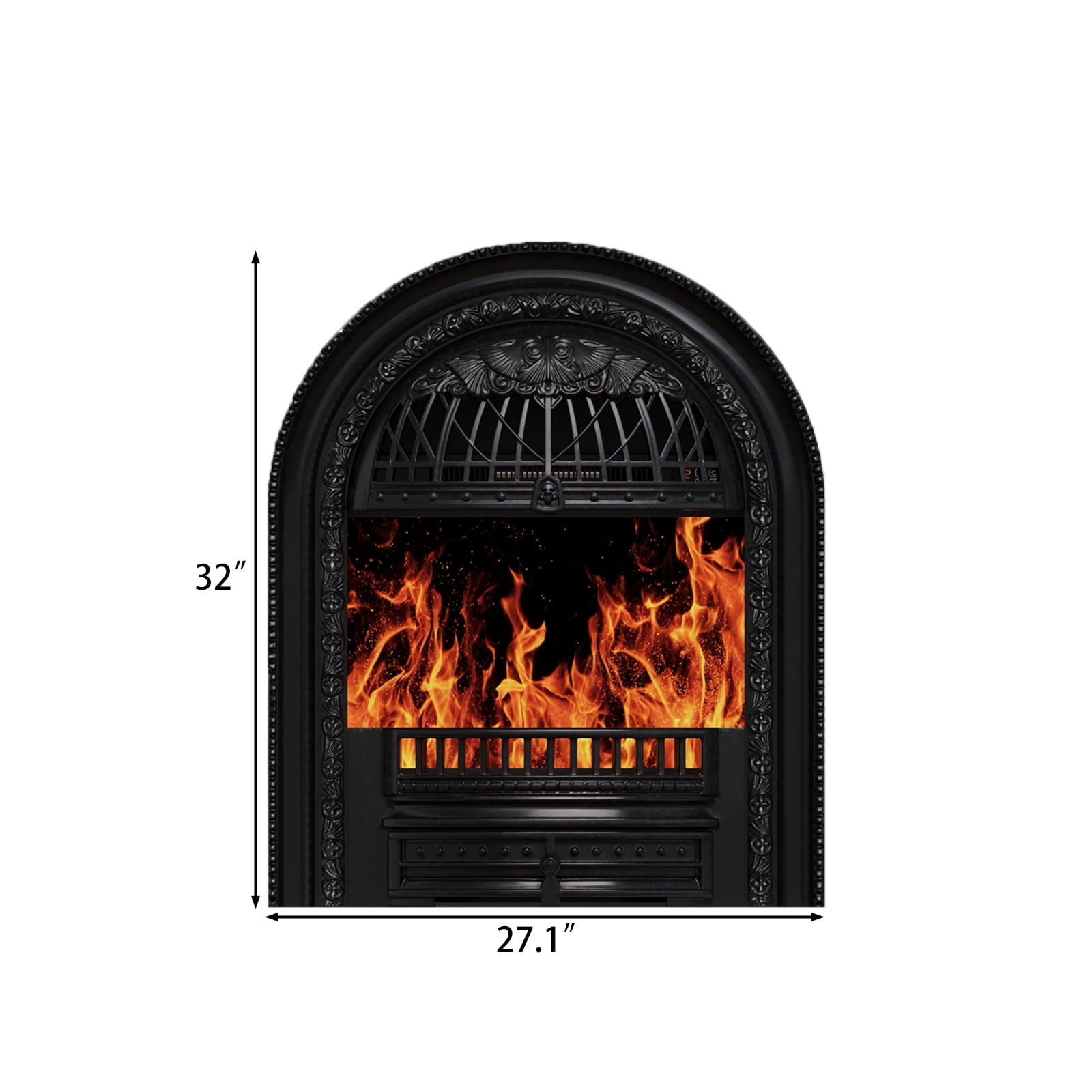 Electric Fireplace Insert, Vintage Birdcage Heater with Remote Control, Black