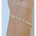 thumbnail image 5 of 14k valentino Trio Gold Women's Link Bracelet 7.5" inches 4mm Diamond Cuts, 5 of 8