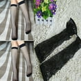 thumbnail image 6 of NUZYZ Stockings Solid Color Fishnet Nylon Women Hollow Knee High Socks for Party, 6 of 8