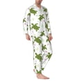 thumbnail image 2 of Naloa Cute Turtle Men’s Pajamas Set - Long Sleeve Button Down Sleep Shirt and Pajama Bottoms Sleepwear Set-Small, 2 of 7