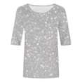 thumbnail image 4 of TSADFHJI Hauts de Noël Scintillants pour Femmes Manches Longues Femmes Hauts Adaptés Col Rond Manches Mi-Longues Blouse Imprimée Confortable T-Shirts S Argent, 4 of 4
