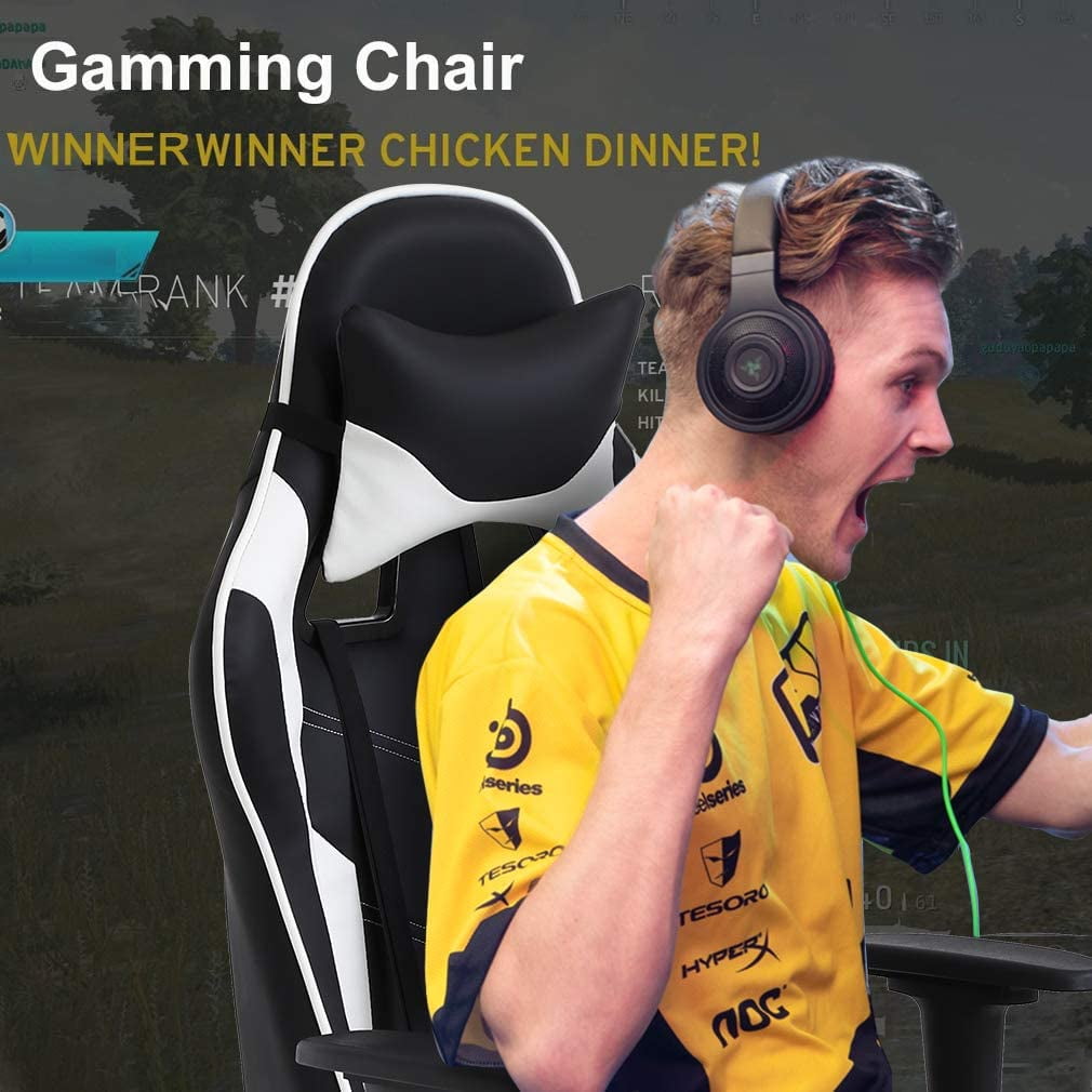 BestOffice Ergonomic Gaming Chair, Lumbar Support, Swivel Rolling for Men, Women(White)