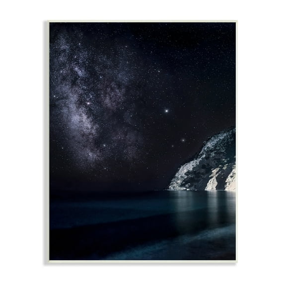 Midnight Beach Coast Landscape Night Sky Galaxy Constellation 10 in x 15 in Framed Painting Art Print, by Stupell Home Décor