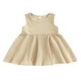 thumbnail image 1 of Robe de Bébé Enfants Fille Sans Manches Cou Solide Été une Ligne Robe, 1 of 8