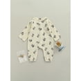 thumbnail image 4 of Bear Print Jumpsuit, Button-down Long Sleeve Lapel Romper with Pockets, 4 of 8