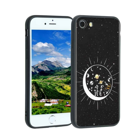Compatible with iPhone SE 2022 Phone Case, moon-space0 Case Silicone Protective for Teen Girl Boy Case for iPhone SE 2022