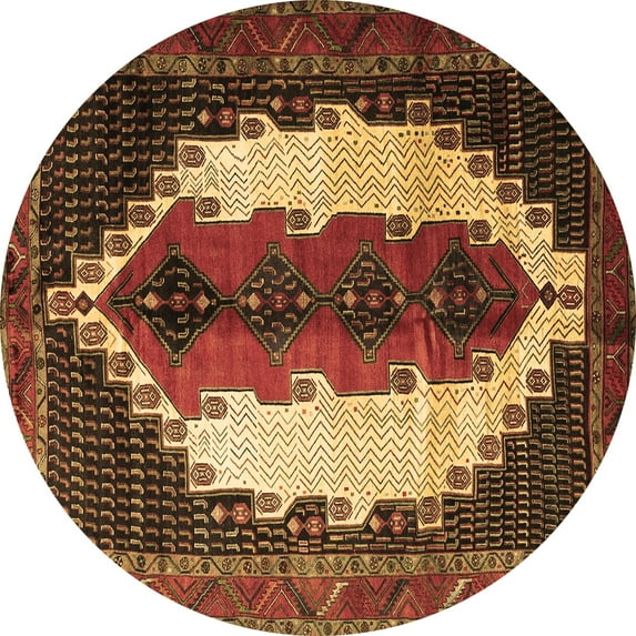 Ahgly Company Indoor Round Persian Brown Traditional Area Rugs, 8' Round