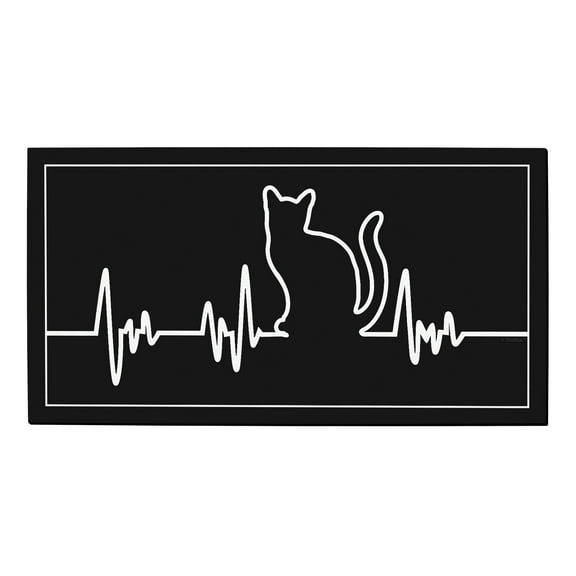 ThisWear Funny Pet Gifts Cat EKG Cat Lover Gifts Cat Doormat Cat Owner Gifts Cat Decor Doormat Black & White