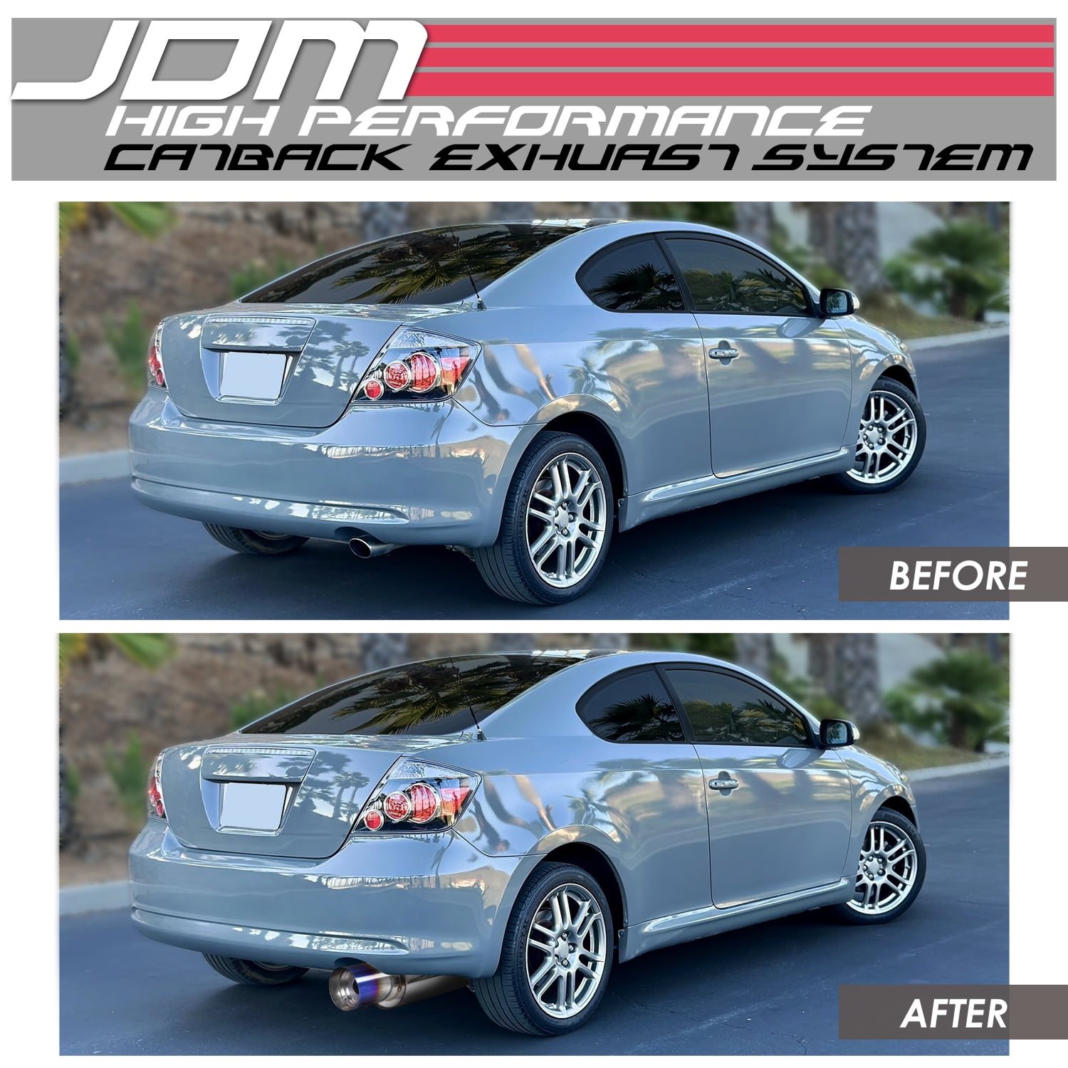 DNA Motoring For 05-10 Scion tC 2.4L Performance Cat-Back Exhaust System w/4" Titanium Style Muffler Tip