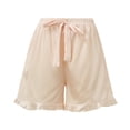 thumbnail image 6 of vigerkar Womens Silk Pajamas Set Button Down 2 Piece Satin Pjs Shorts Set Ruffle Notch Collar Sleepwear White, XL, 6 of 6