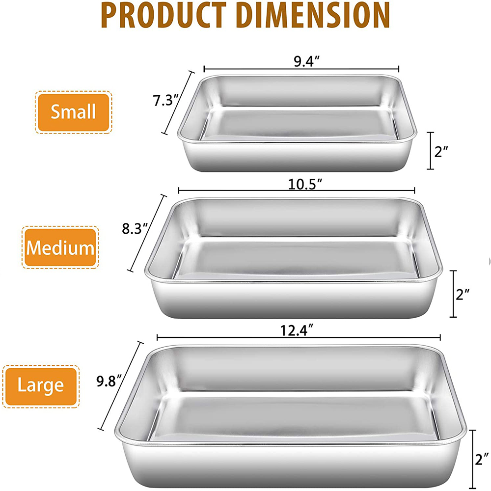 VeSteel Rectangular Baking Pan Set of 3 photo 2