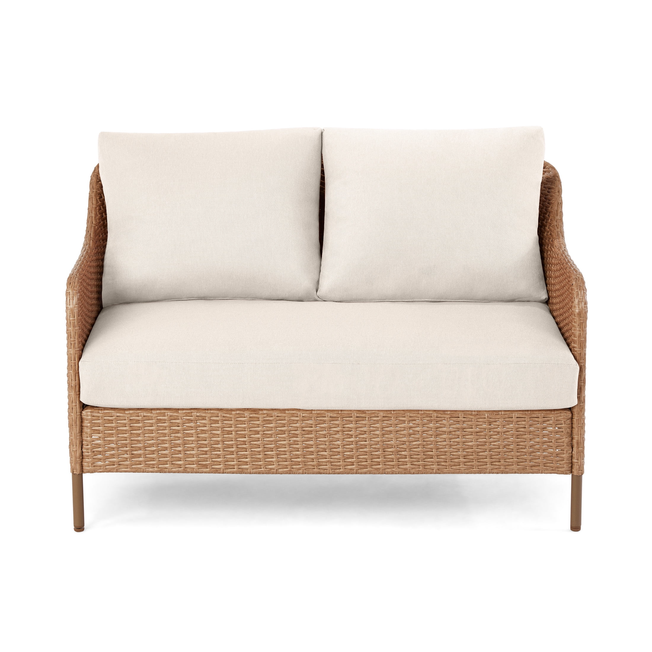 Mainstays Chelsea Outdoor Patio Steel 4-Pieces Deeping Seating Set with Beige Cushions
