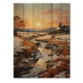 thumbnail image 3 of Designart "Pastoral Golden Hour Sunrise Scenery I" Landscape & Nature Print on Natural Pine Wood, 3 of 5