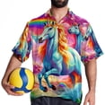 thumbnail image 4 of Robot Unicorn Attack Men's Short Sleeve Printed Poplin Shirt with Spread Collar Tops - Casual Button Down Summer Beach Shirt for Men and Women, 4 of 6