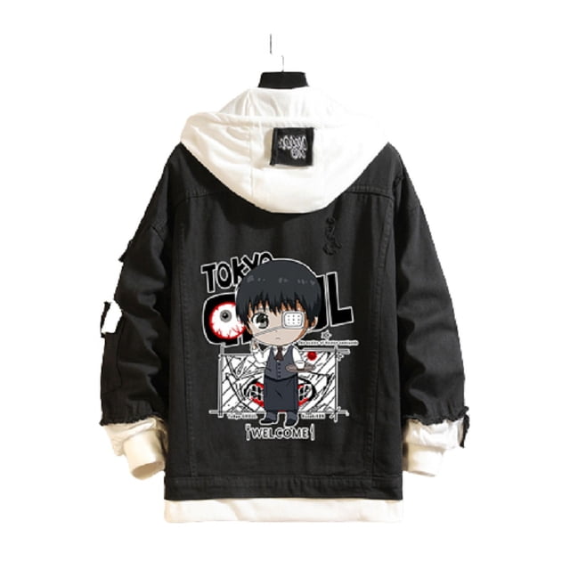 Chaqueta de mezclilla con estampado de la figura en versión Q de anime Tokyo Ghoul.