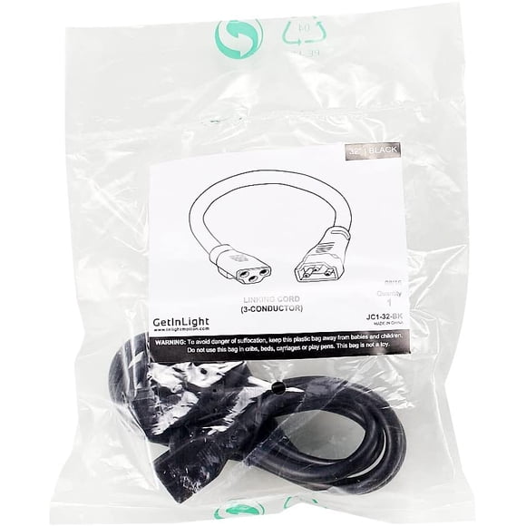 GetInLight Cabinet Lighting Linking Cord for IN-0201, IN-0202, IN-0207 and IN-0210 Series, Black Color, 32 Inch,