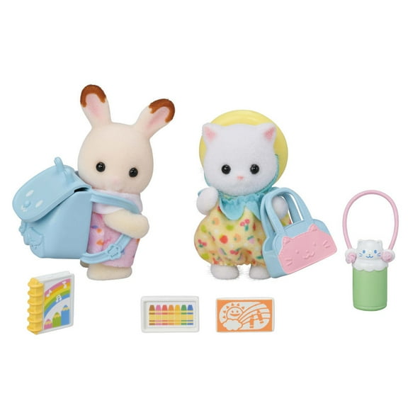 Calico Critters Nursery Friends Walk Along Duo, Set of 2 Collectible Doll Figures with Accessories