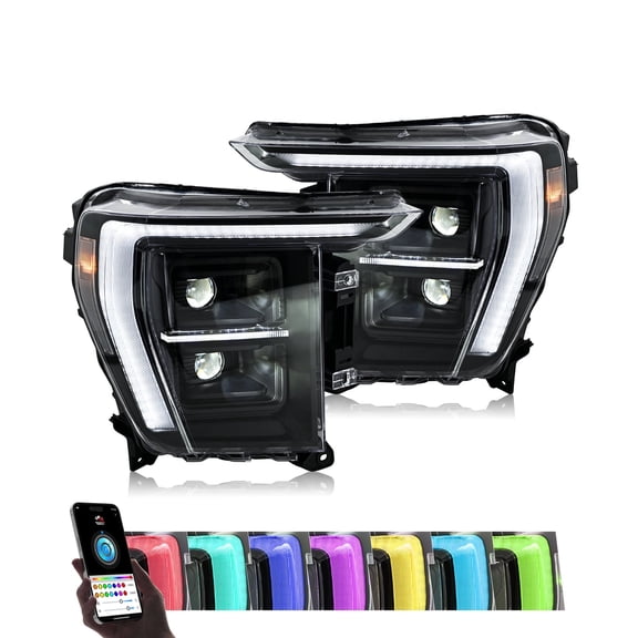 Headlights / Headlamps for 14th gen Ford F150 2021  2022  2023(Your OEM Headlights have to are Halogen)