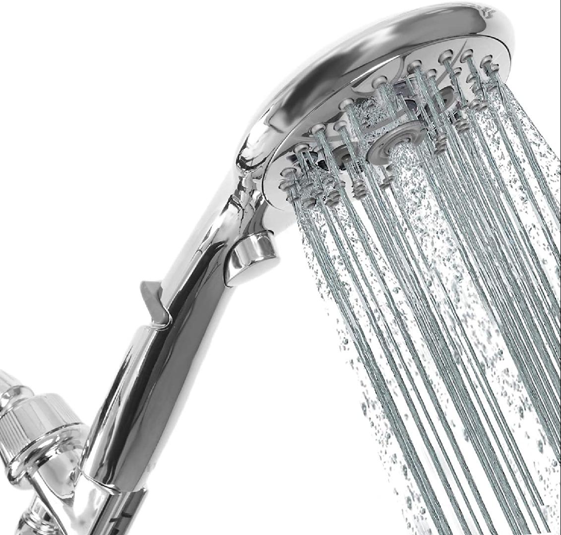 Shower Head, HighPressure 7Settings Chrome Luxury Silver Handheld Shower Head with Pause