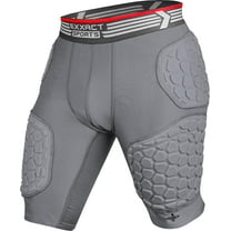 Exxact Sports Elite 5-Pad Adult Football Girdle for Men - Padded Compression Shorts, Mens Girdle Football with Cup Pocket (AS, Gray)