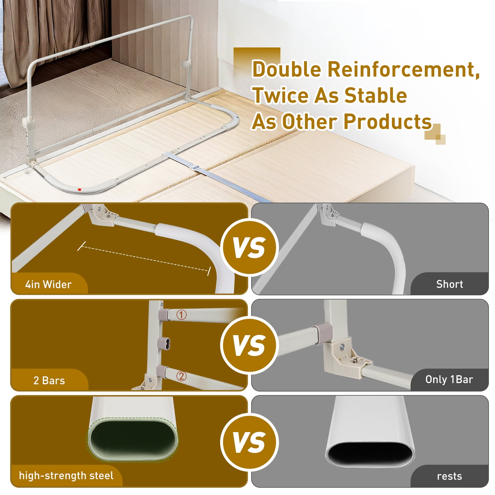 69in Baby Safety Rails Height Adjustable Bed Guardrail for Toddlers Single Piece