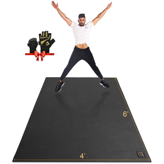 GXMMAT Large Exercise Mat 6'*4'(7mm), Extra Wide Non-Slip Workout Mats for Home Gym Flooring, Shoe Friendly, Black