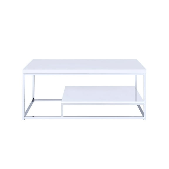 Steve Silver Lucia Metal Coffee Table, White and Chrome Metal
