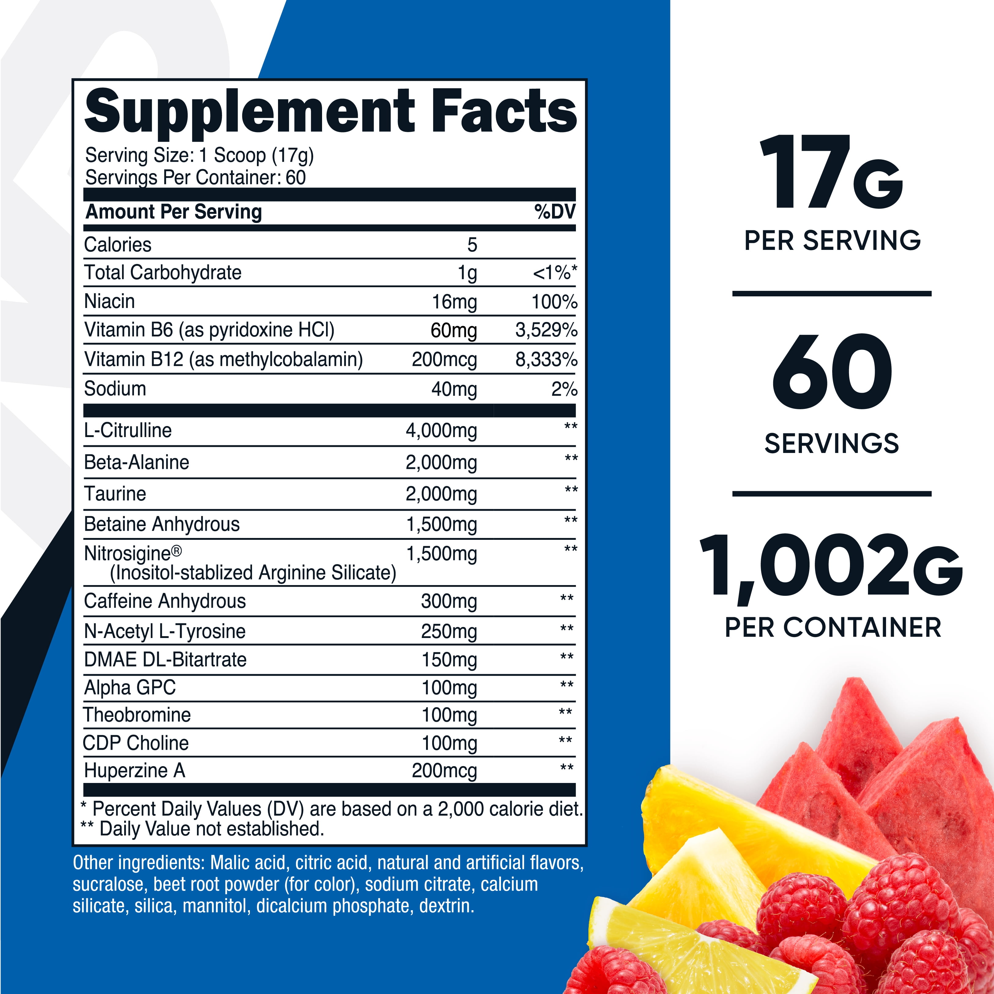 Nutricost Pre-X Xtreme Pre-Workout Complex Powder, Fruit Punch, 60 Servings, Vegetarian, Non-GMO and Gluten Free
