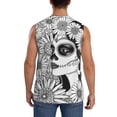 thumbnail image 4 of Fotbe Floral Sugar Skull Portrait Men's Camiseta sin Mangas Estampada para Hombres, Playera Casual para Gimnasio, Entrenamiento, Playa-3X-Large, 4 of 7