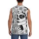 thumbnail image 4 of Fotbe Floral Sugar Skull Portrait Men's Camiseta sin Mangas Estampada para Hombres, Playera Casual para Gimnasio, Entrenamiento, Playa-3X-Large, 4 of 7