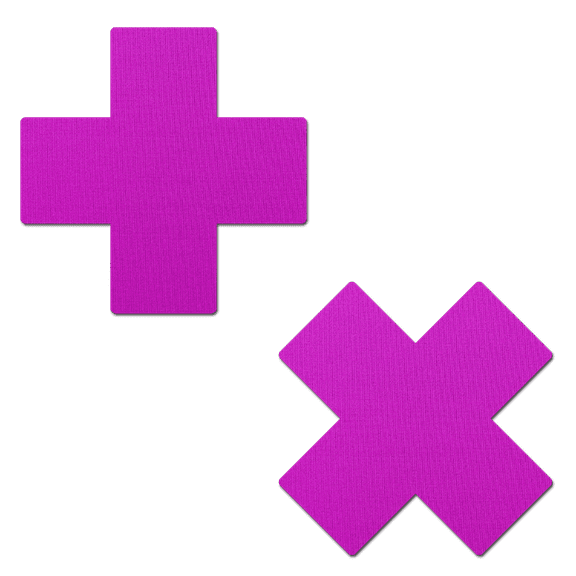 Pastease Plus X: Neon Purple Cross Nipple Pasties