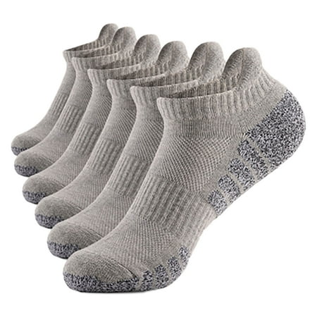 

Hinvhai Clearance 6 Pairs Men Women Low Canister Movement Take A WalkTowel Cotton Breathable Socks Gray L(L)