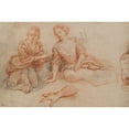 thumbnail image 3 of Charles De La Fosse 14x11 Black Modern Framed Museum Art Print Titled - Two Young Women Seated on the Ground (Recto) (C. 1698), 3 of 5