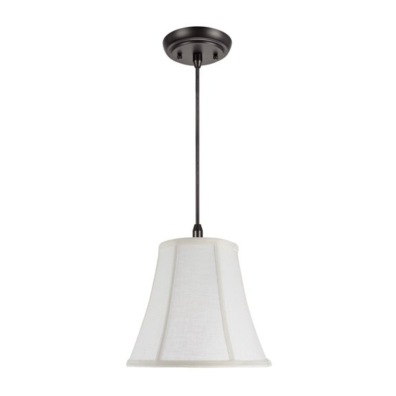 Aspen Creative 70040 One-Light Hanging Pendant Ceiling Light with Transitional Bell Fabric Lamp Shade, Off White, 11" width