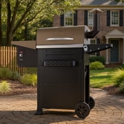 Z GRILLS Flame Expert 572 Sq.in Cooking Area 8 in 1 Wood Pellet Grill & Smoker with Direct Flame Searing, Auto Temperature Control for Outdoor BBQ, Bronze-6002B