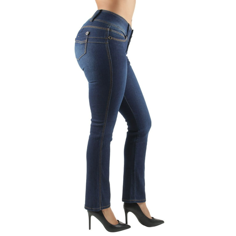 Fashion2Love Colombian Design Mid Waist Butt Lift Boot Leg Jeans