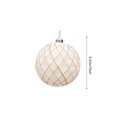 thumbnail image 4 of Flocked Christmas Ball Ornament, 6-Inch White Plastic Bauble with Gold Thread Pattern for Tree and Party Decor, 4 of 10