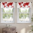 thumbnail image 2 of LALILO Kitchen Curtain Valance Red World Map Globe Rod Pocket Window Curtain 52"x 18" Set of 2, 2 of 6