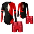 thumbnail image 7 of renvena Kids Girls Long Sleeve Gymnastic Leotard Ballet Dance Bodysuit Top  with Metallic Shorts Dancewear, 7 of 7