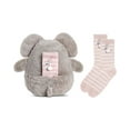 thumbnail image 2 of MeMoi Cozy Buddies Stuffed Bunny with Matching Striped Sock, One Size, Gray, 2 of 4