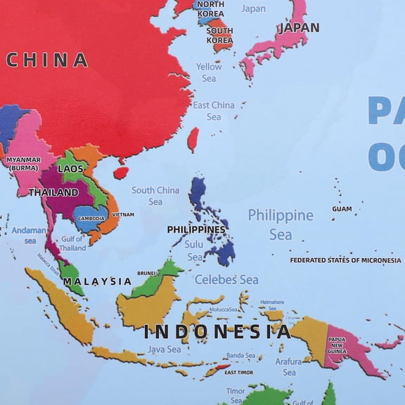 OUNONA 1Sheet Wall Map of The World Poster Blue Perfect for School and Home Decoration