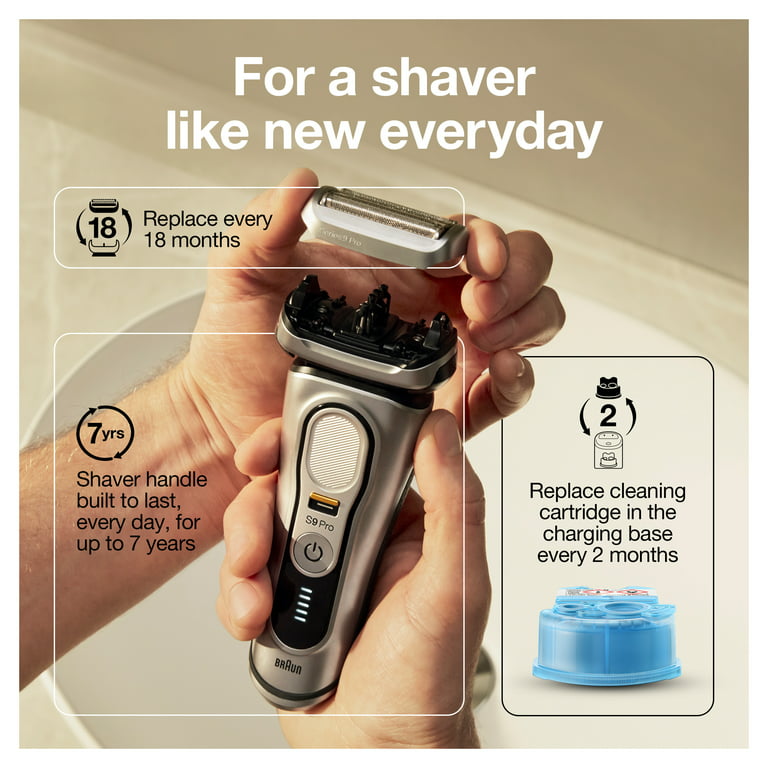 Braun Series 9 Pro Premium shaver men with 4+1 shaving head, electric  shaver & ProLift trimmer, PowerCase, 5-in-1 cleaning station, 60 min  run-time, Wet & Dry, 9476cc, chrome : : Health 