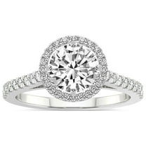 IGI Certified 3 Carat Round Shape Lab Grown Diamond Engagement Ring | 14K White Gold | Rising Sun Halo Lab Diamond Ring | FG-VS1-VS2 Quality Friendly Diamonds